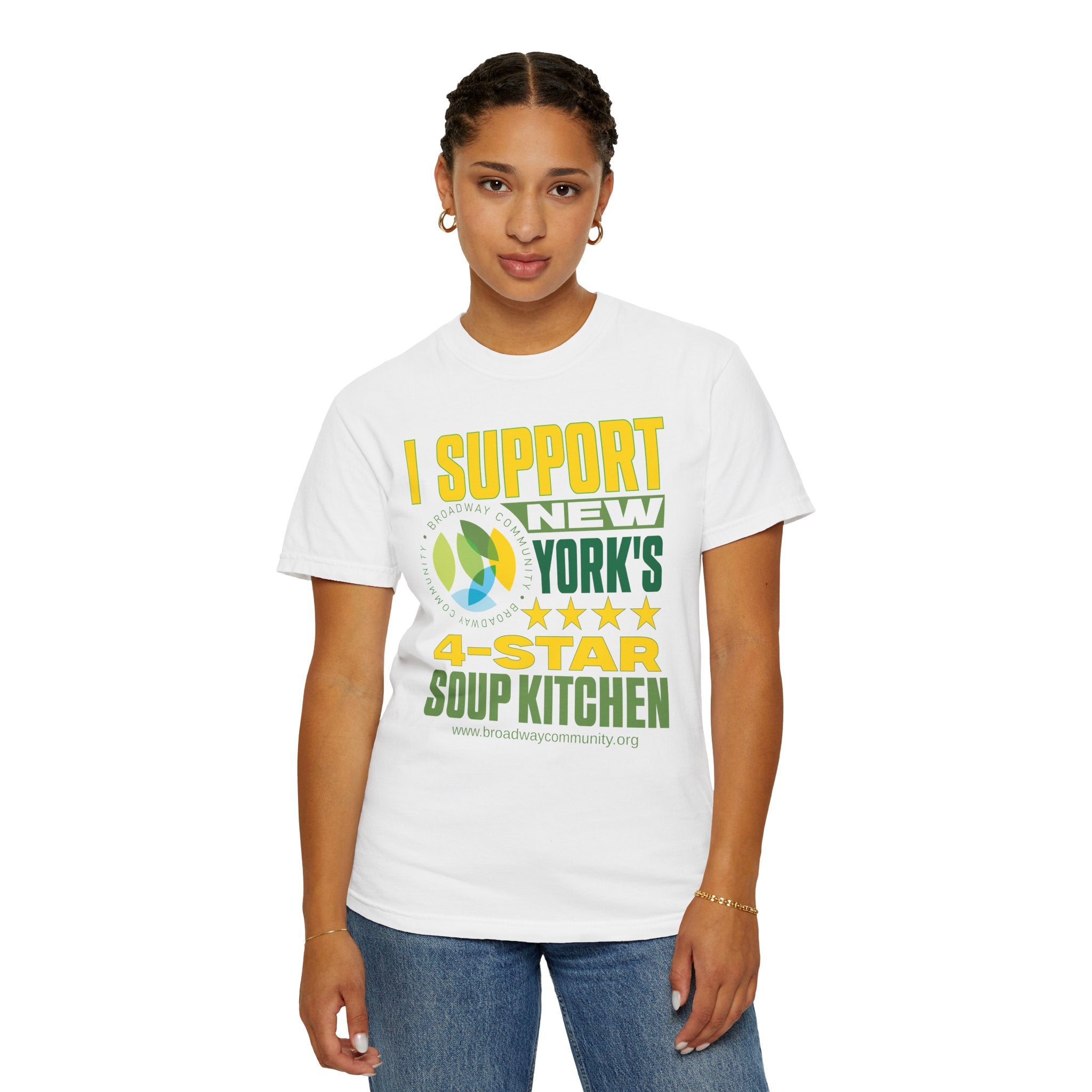 4-Star Soup Kitchen White T-Shirt - Broadway Community Collection